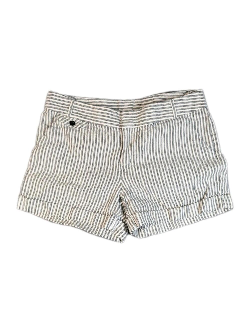 INC Womens Size 14 White Black Striped Linen Blend Casual Summer Shorts Chic